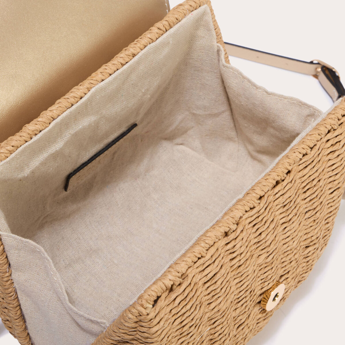 Sac bo&icirc;te paille couleur or femme