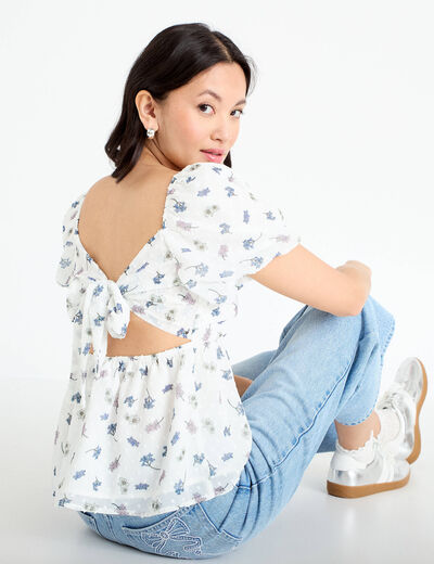 Blouse noeud dos Bridgerton blanc femme