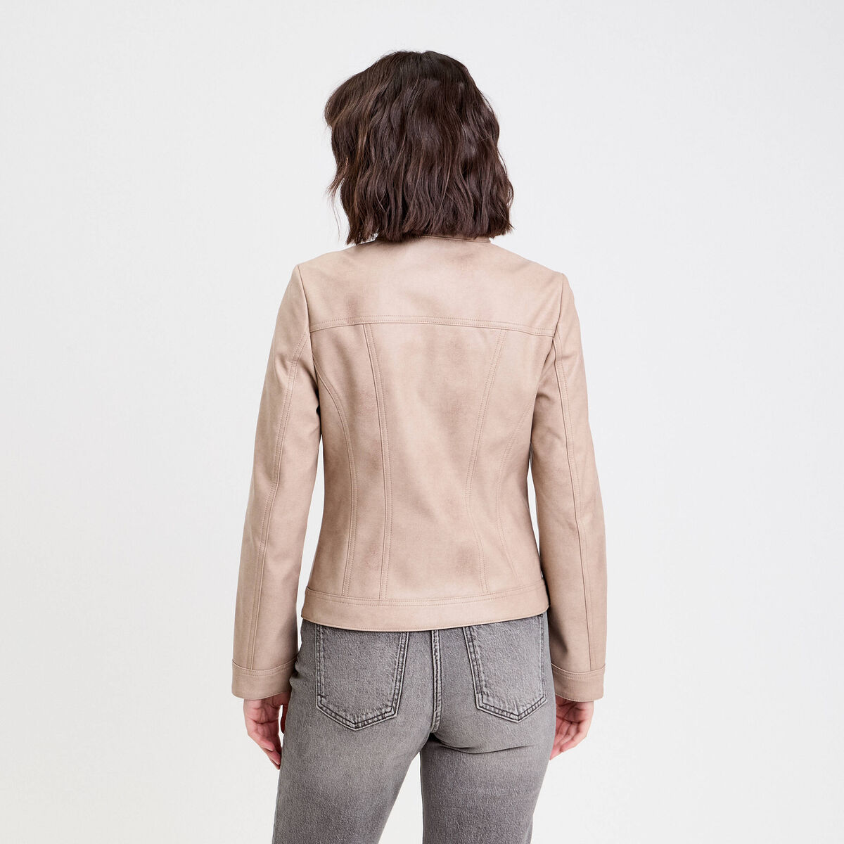 Veste droite zipp&eacute;e sable femme