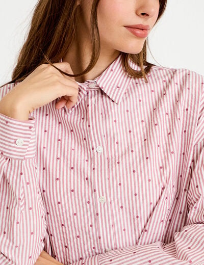 Chemise droite manches longues rouge clair femme