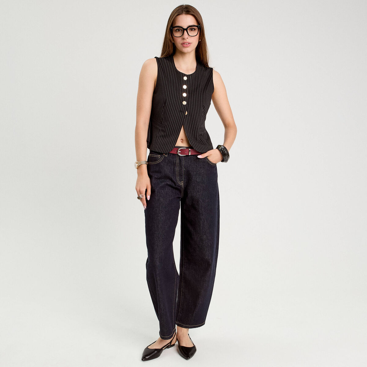 Veston sans manches noir femme