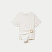 T-shirt cintr&eacute; col rond manches courtes ecru femme