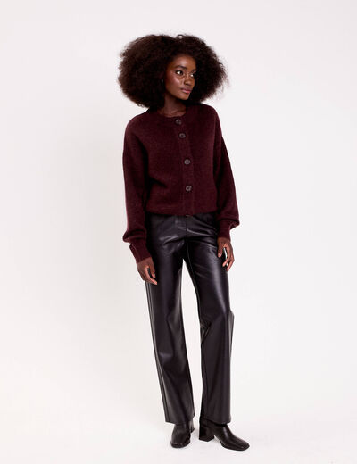 Pantalon droit similicuir noir femme