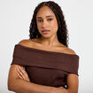 Top col bardot marron fonc&eacute; femme