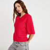 Gilet duveteux manches 3/4 rouge femme