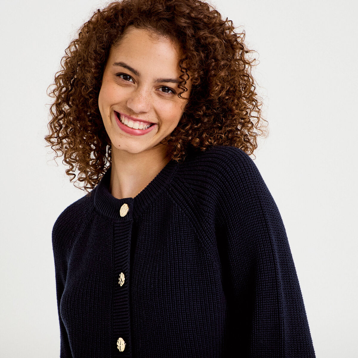 Gilet manches longues bleu marine femme