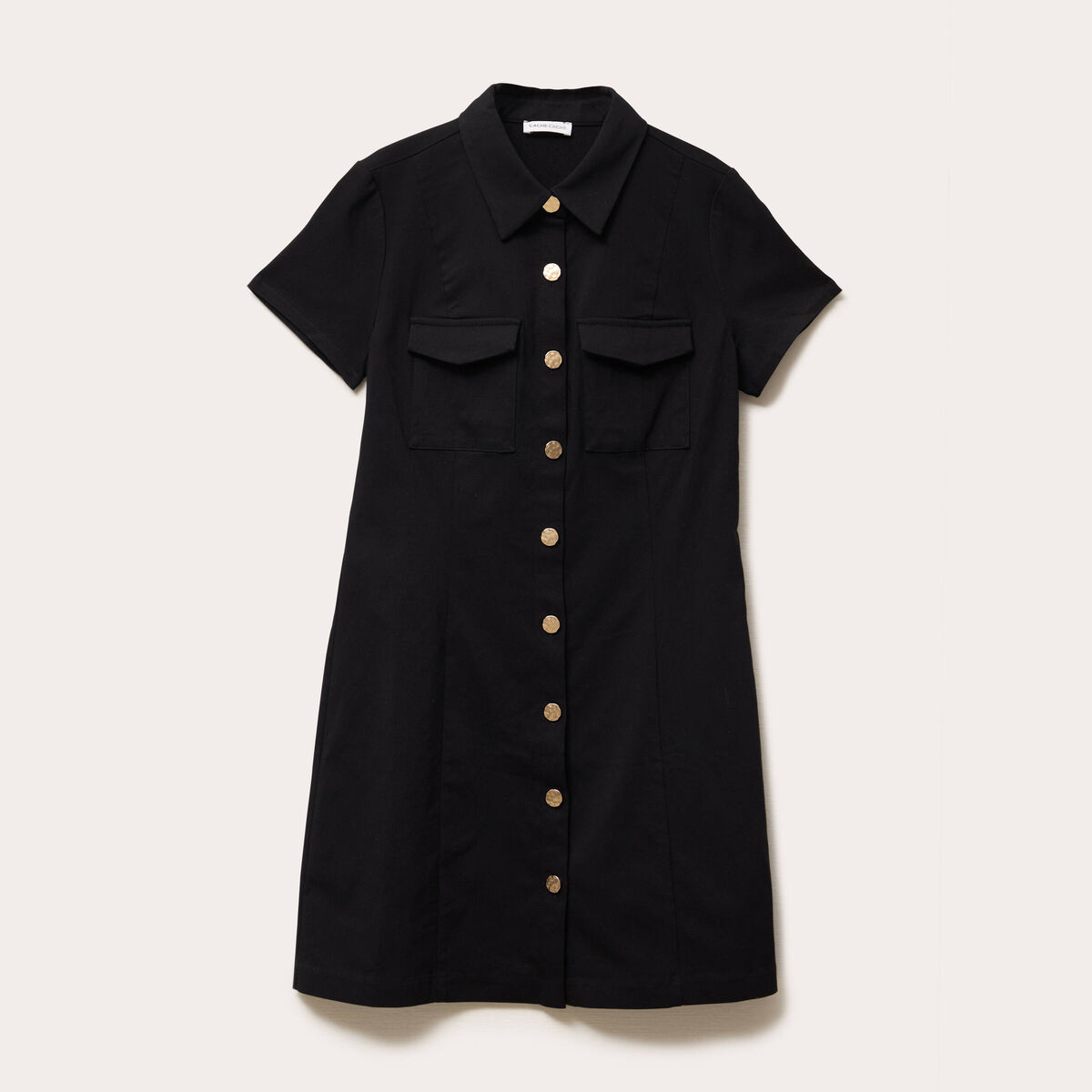 Robe droite boutonn&eacute;e noir femme
