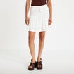 Jupe courte &eacute;vas&eacute;e en maille ecru femme