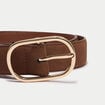 Ceinture fine aspect daim camel femme