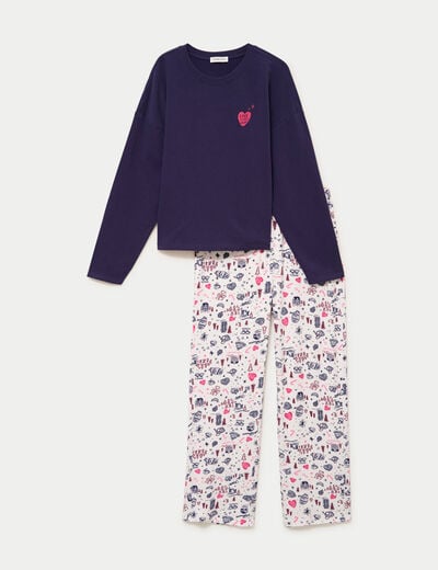 Lot de 2 pyjamas manches longues blanc femme