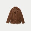 Veste blazer su&eacute;dine camel femme