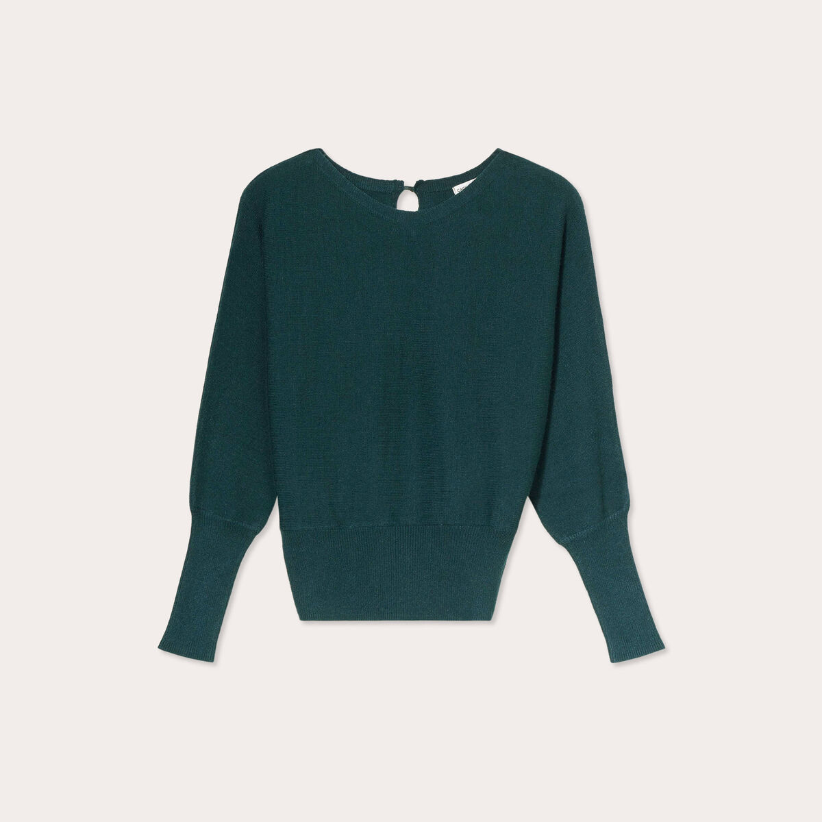 Pull manches chauves-souris vert fonc&eacute; femme
