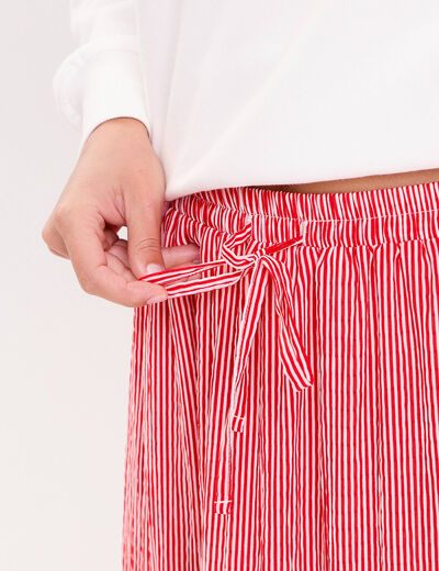 Jupe longue trap&egrave;ze rouge vif femme