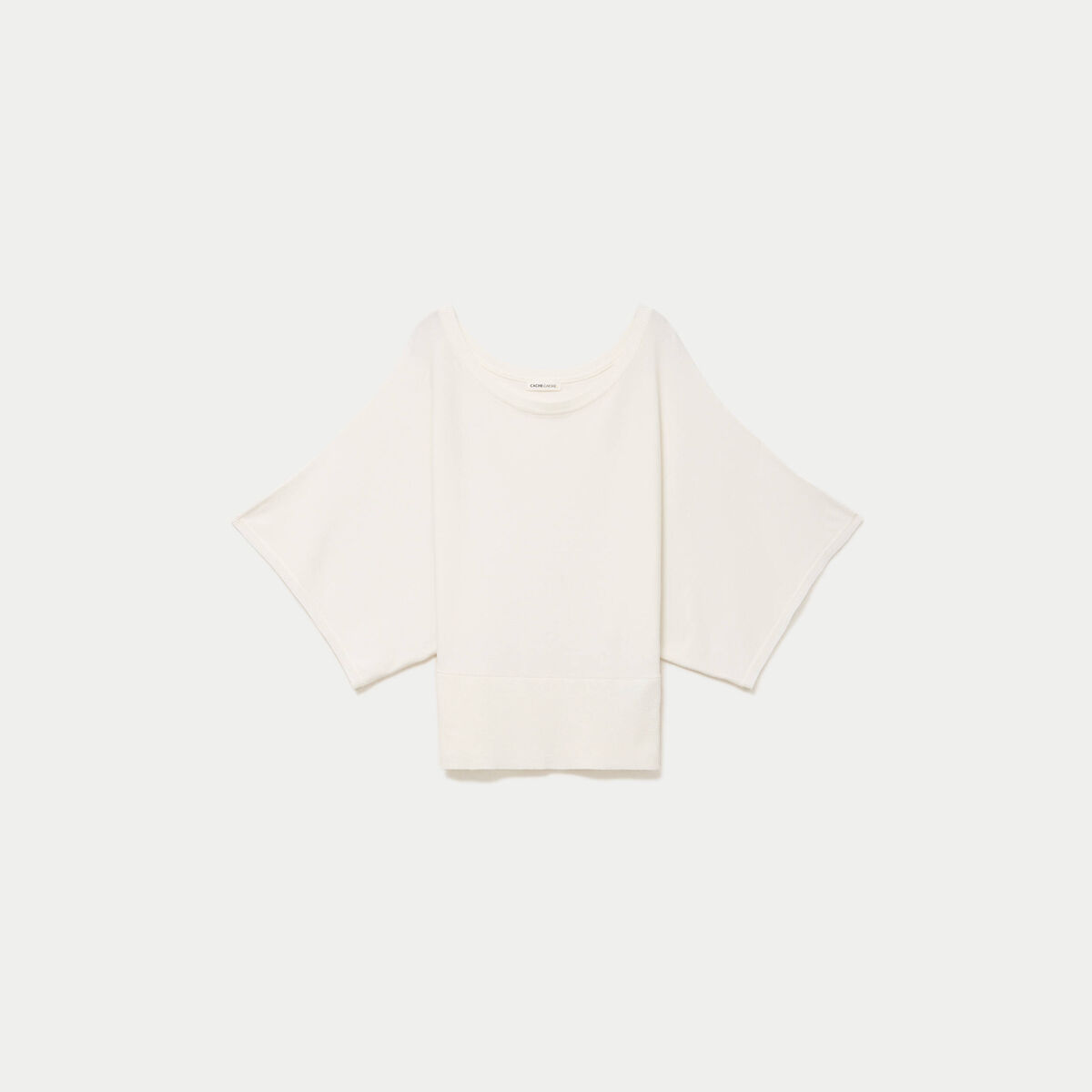 Pull ample manches courtes col rond ecru femme