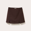 Jupe-short droite fentes marron fonc&eacute; femme
