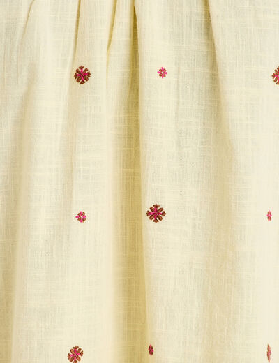 Blouse ample col tunisien manches 3/4 jaune pastel femme