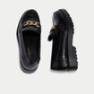 Mocassins avec bijou noir femme