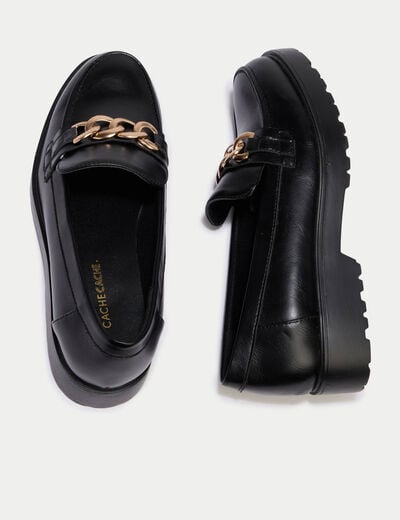 Mocassins avec bijou noir femme