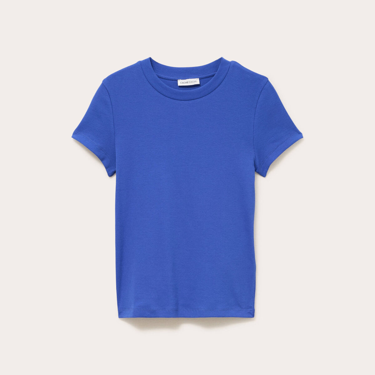 T-shirt c&ocirc;tel&eacute; ajust&eacute; manches courtes bleu electrique femme