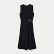 Robe droite 3/4 sans manches col v noir femme