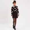 Jupe droite boutonn&eacute;e noir femme