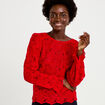 Blouse en dentelle d&eacute;collet&eacute; dos rouge femme