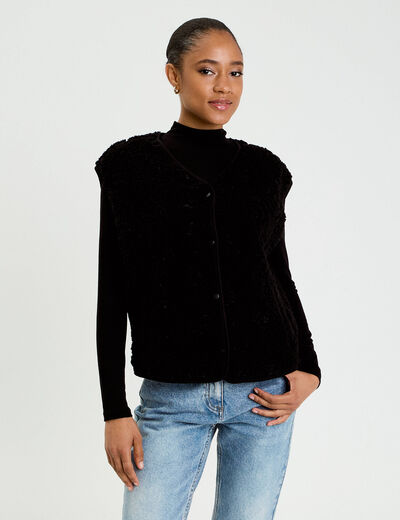 Gilet sans manches effet polaire noir femme