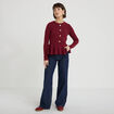 Pull p&eacute;plum avec boutons rouge fonc&eacute; femme