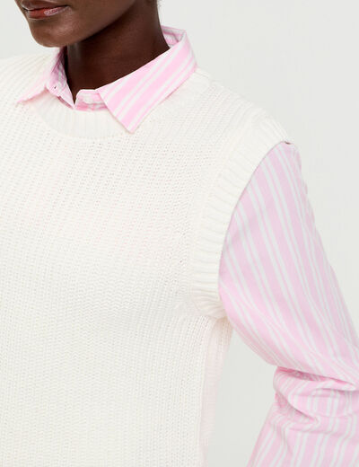 Pull chemise 2-en-1 ecru femme