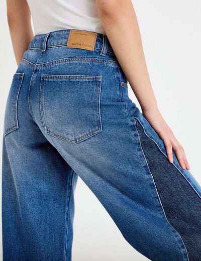 Jean wide leg taille basse denim double stone femme