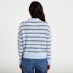 Polo manches longues col chemise bleu ciel femme
