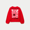 Pull ample col rond manches longues rouge femme