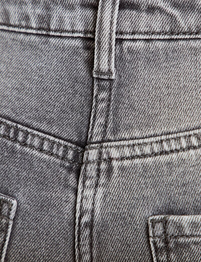 Jean barrel cropped taille standard denim gris femme