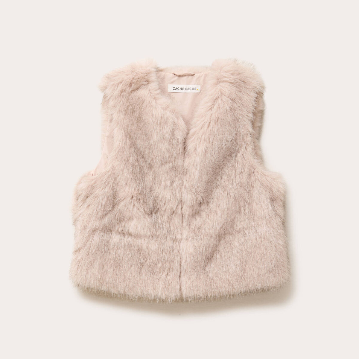 Gilet sans manches fausse fourrure sable femme