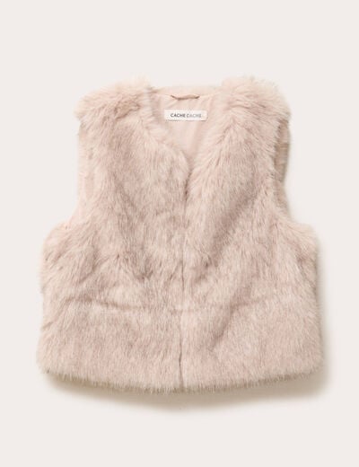 Gilet sans manches fausse fourrure sable femme