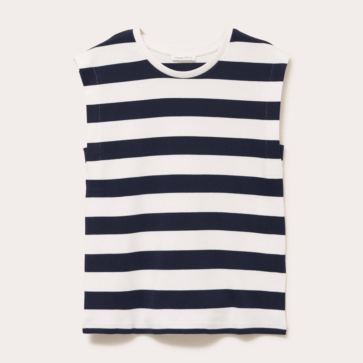 T-shirt col rond sans manches blanc femme