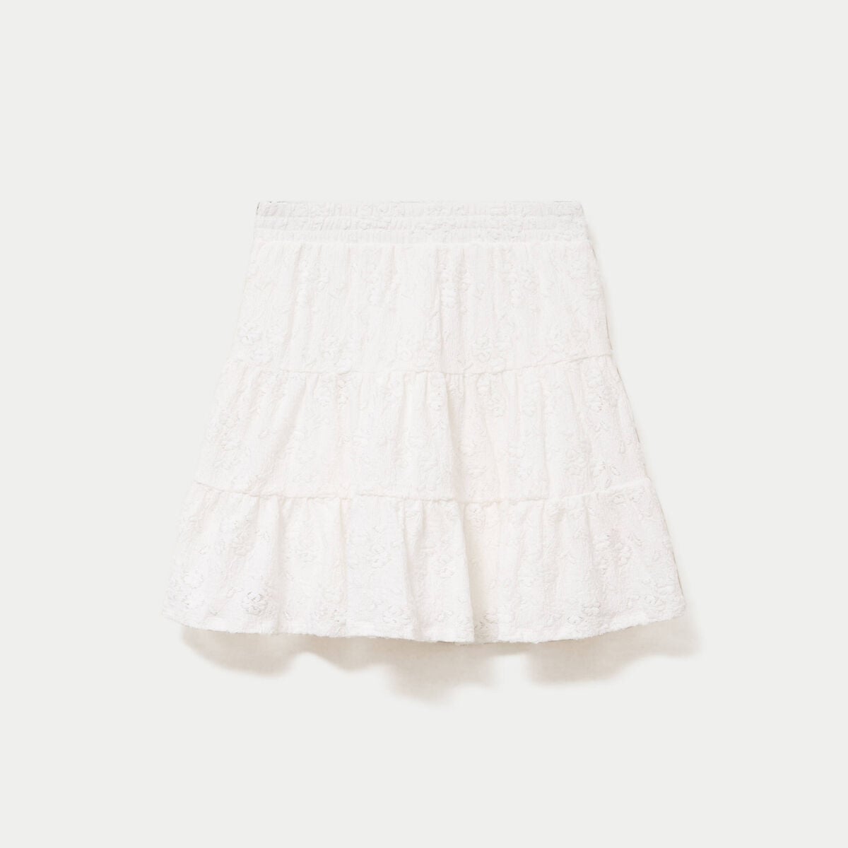 Jupe courte &eacute;vas&eacute;e en maille ecru femme