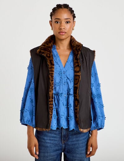 Veste r&eacute;versible sans manches noir femme