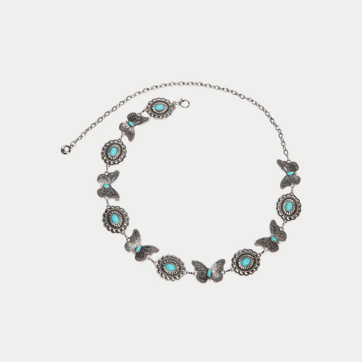 Ceinture fine avec cha&icirc;ne gris argent femme