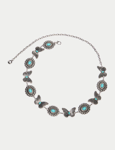 Ceinture fine avec cha&icirc;ne gris argent femme