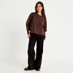 Top bi-mati&egrave;re dentelle col rond marron fonc&eacute; femme