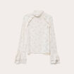 Blouse ajour&eacute;e col montant dentelle ivoire femme