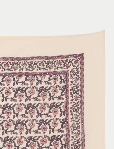 Foulard satin&eacute; soyeux ecru femme