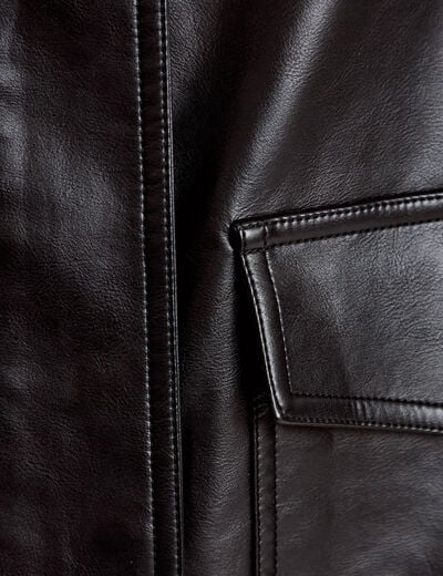 Veste effet boule en similicuir noir femme