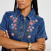 Robe droite courte en jean col chemise denim stone femme