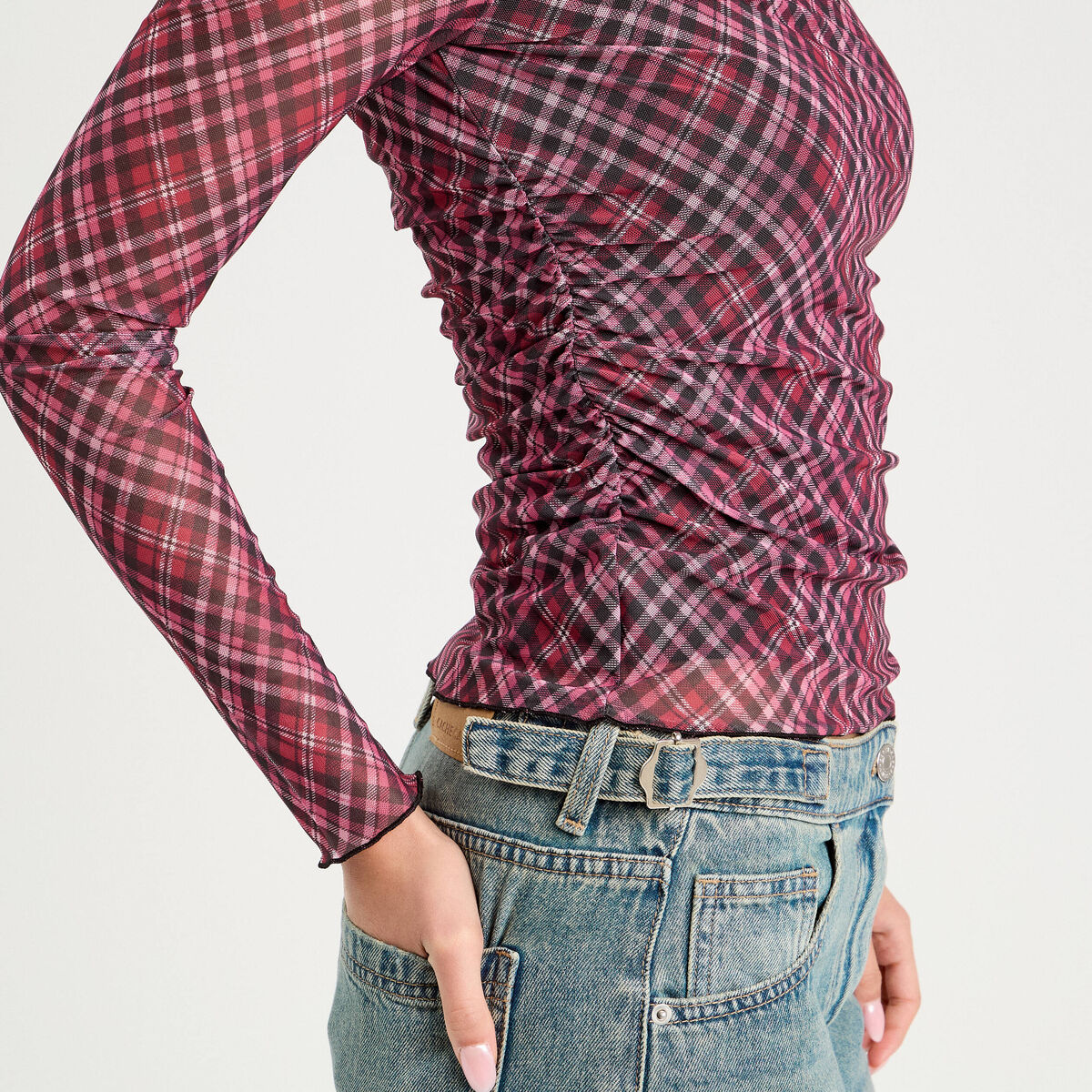 T-shirt manches longues rouge cerise femme
