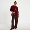 Pull col rond bordeaux femme
