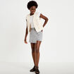 Gilet droit sans manches col rond ecru femme