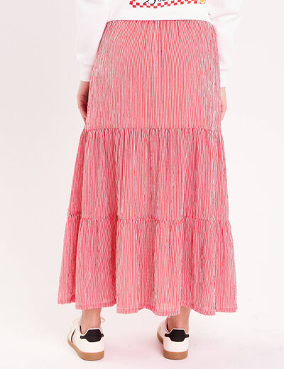 Jupe longue trap&egrave;ze rouge vif femme