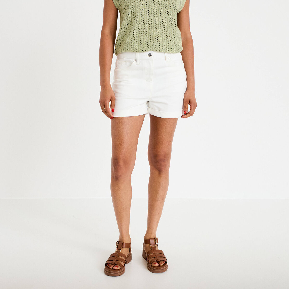 Short ecru femme